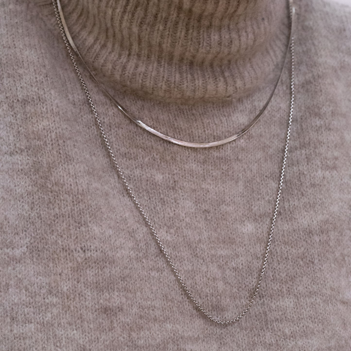 Flat Snake 3 mm. Halskæde & Armbånd - Sølv