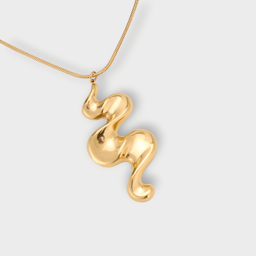 Wavy Pendant Halskæde - Guldbelagt, Vandfast & Justerbar