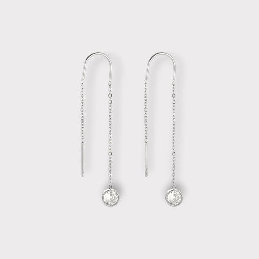 Harper Bezel Drop Chain Øreringe 52 mm. - Guldbelagt, Vandfast & Zirconia