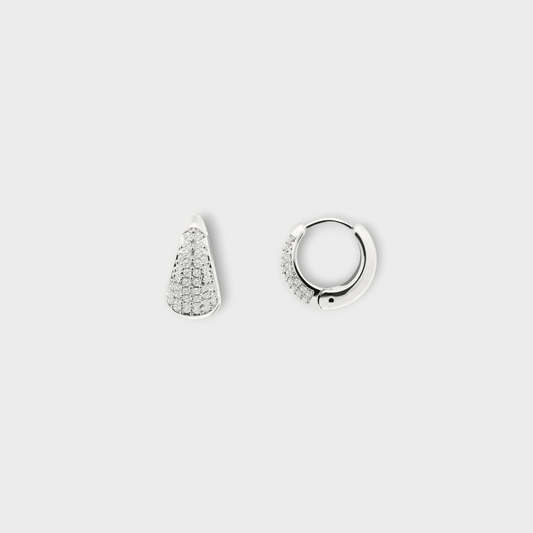 Sparkly Tear Drop Creol 12mm. - Guldbelagt m. ziconia sten