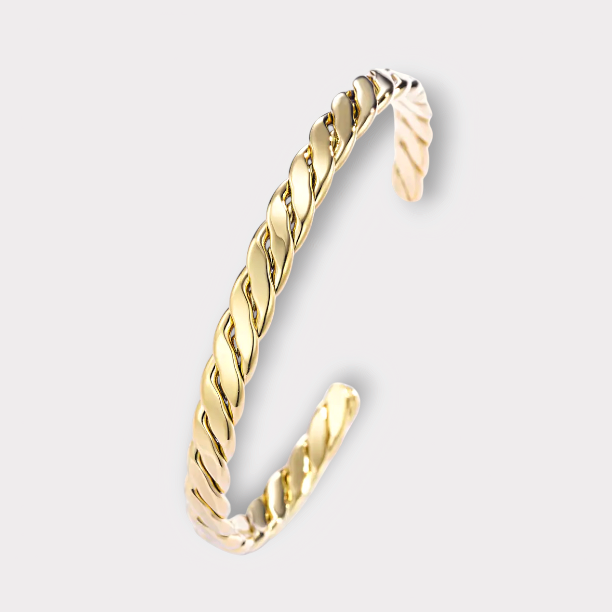 Twisted Bangle Armbånd-Guldbelagt, Vandfast & Justerbar
