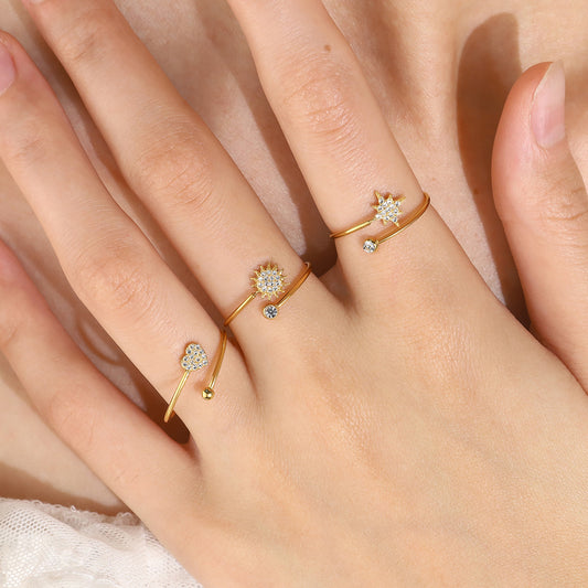 Stella Stjerne Ring-Guldbelagt, Vandfast & Justerbar