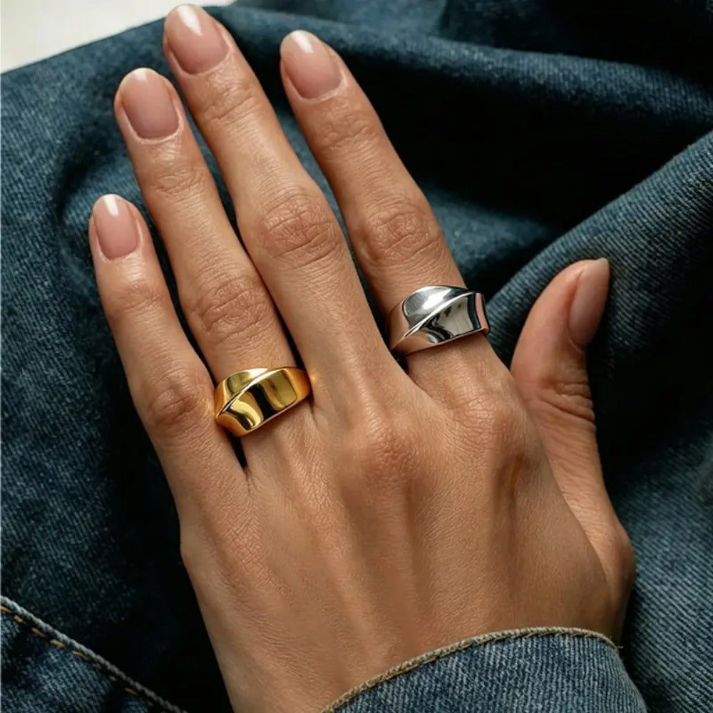 Havbris Wave Ring-Guldbelagt, Vandfast & Justerbar