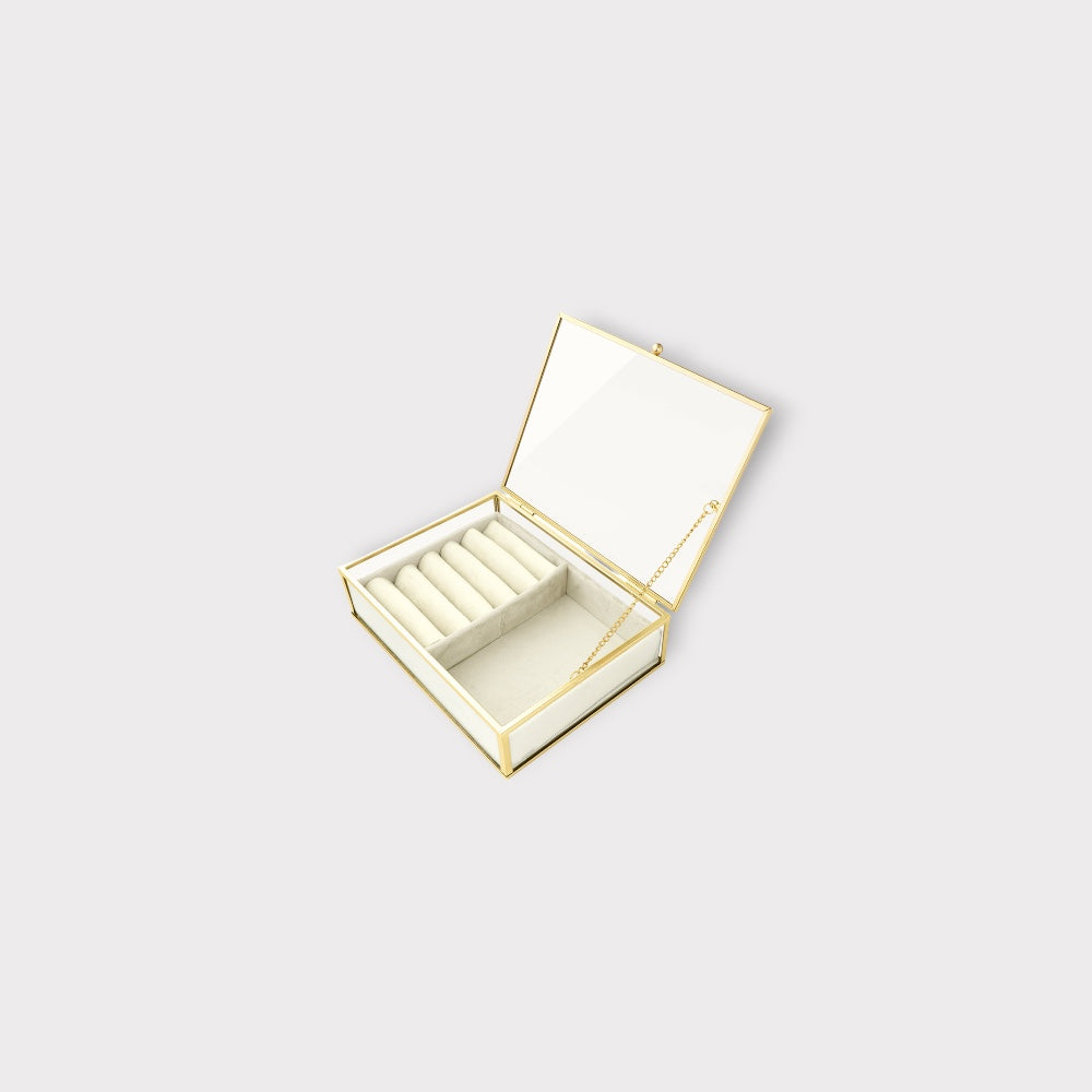 Smykkeskrin Stor - Guld m. creme