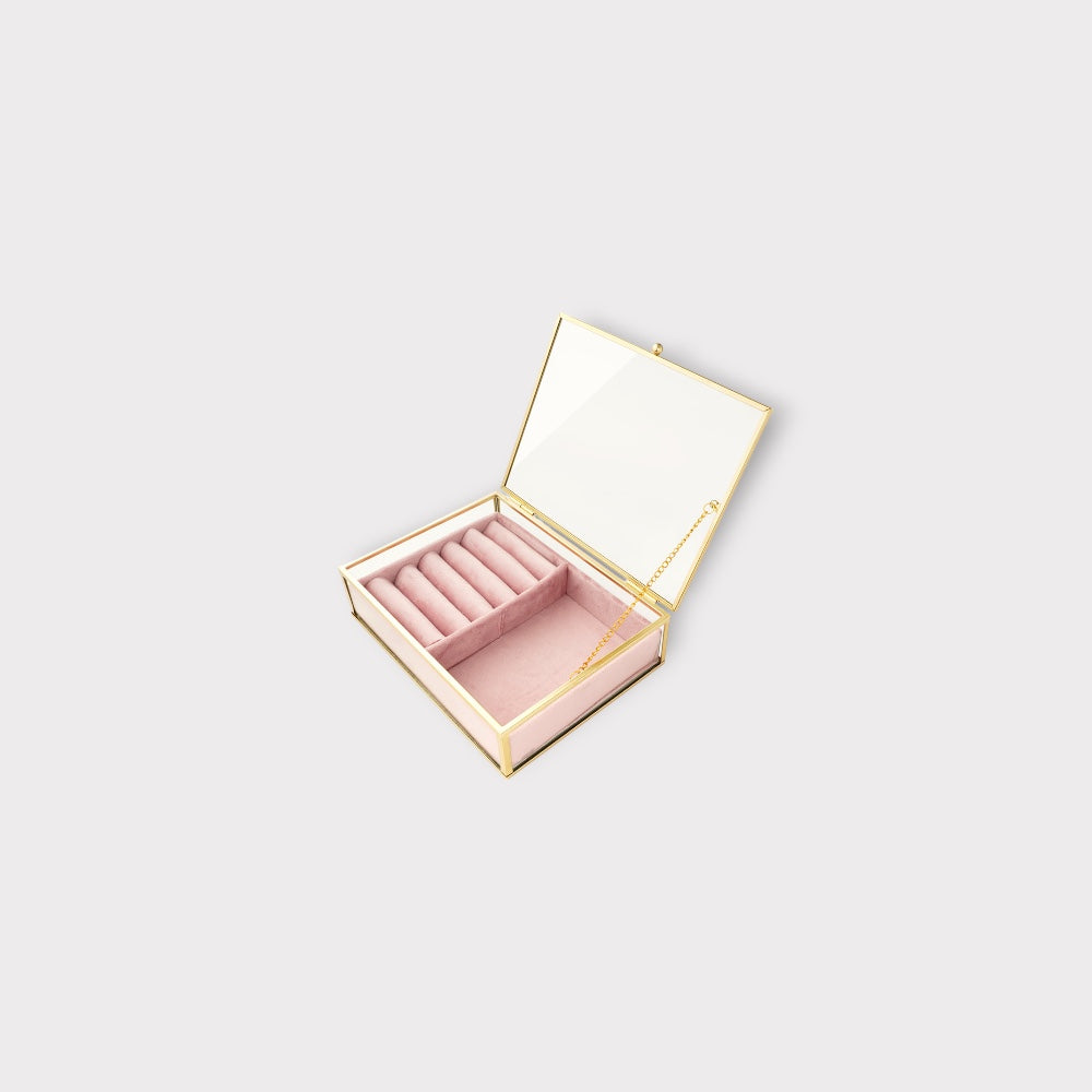 Smykkeskrin Stor - Guld m. rosa