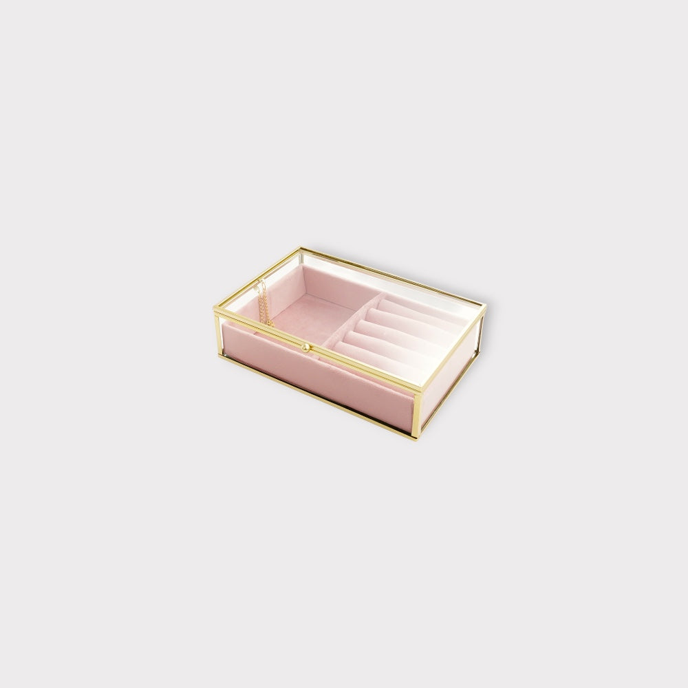 Smykkeskrin Stor - Guld m. rosa