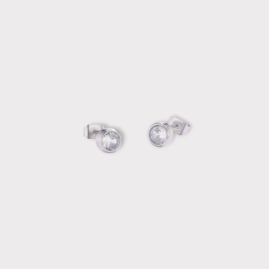 Harper Bezel Studs Ørestikker m. 5mm. zirconia sten - Guldbelagt