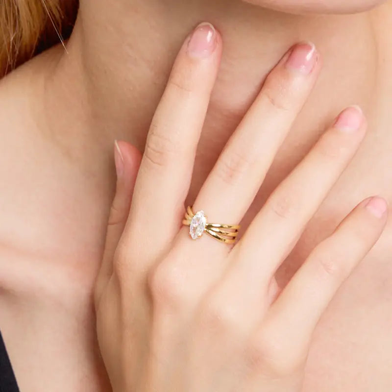 Marquise Zirconia Ring - Guldbelagt & Vandfast