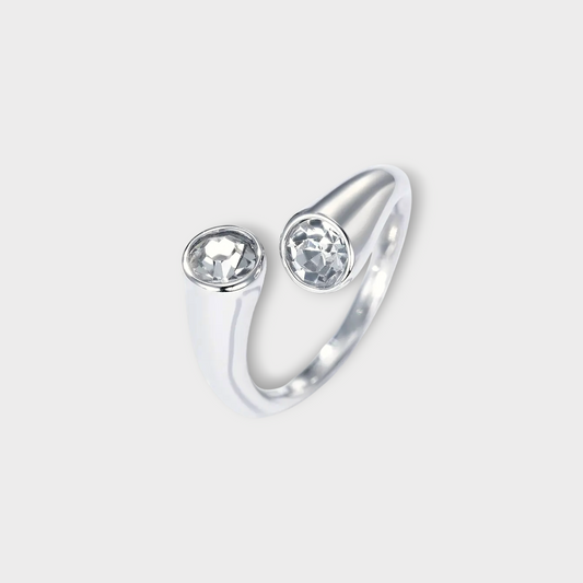 Halo Twin Zirconia Ring - Guldbelagt, Vandfast & Justerbar