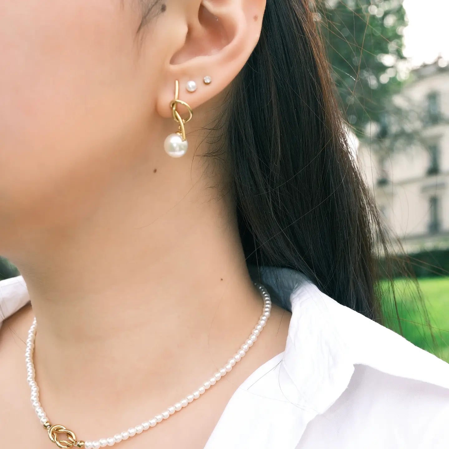 Knot Pearl Øreringe - Guldbelagt & Vandfast