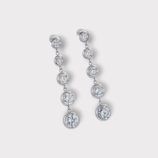 Harper Bezel Drop Øreringe 5,5 cm. - Guldbelagt, Zirconia sten & Vandfast