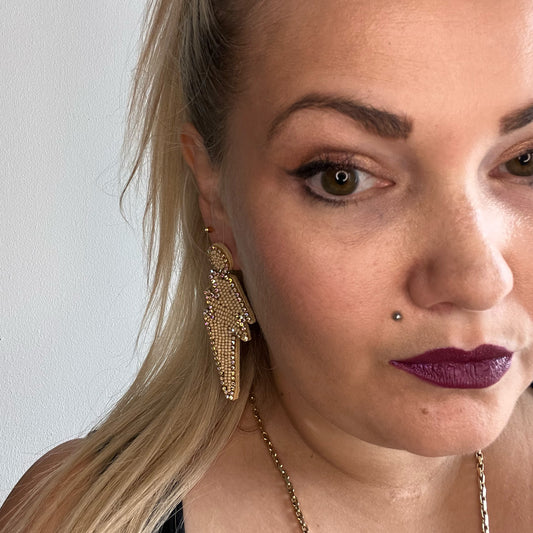 Beaded Lightning Bolt Øreringe