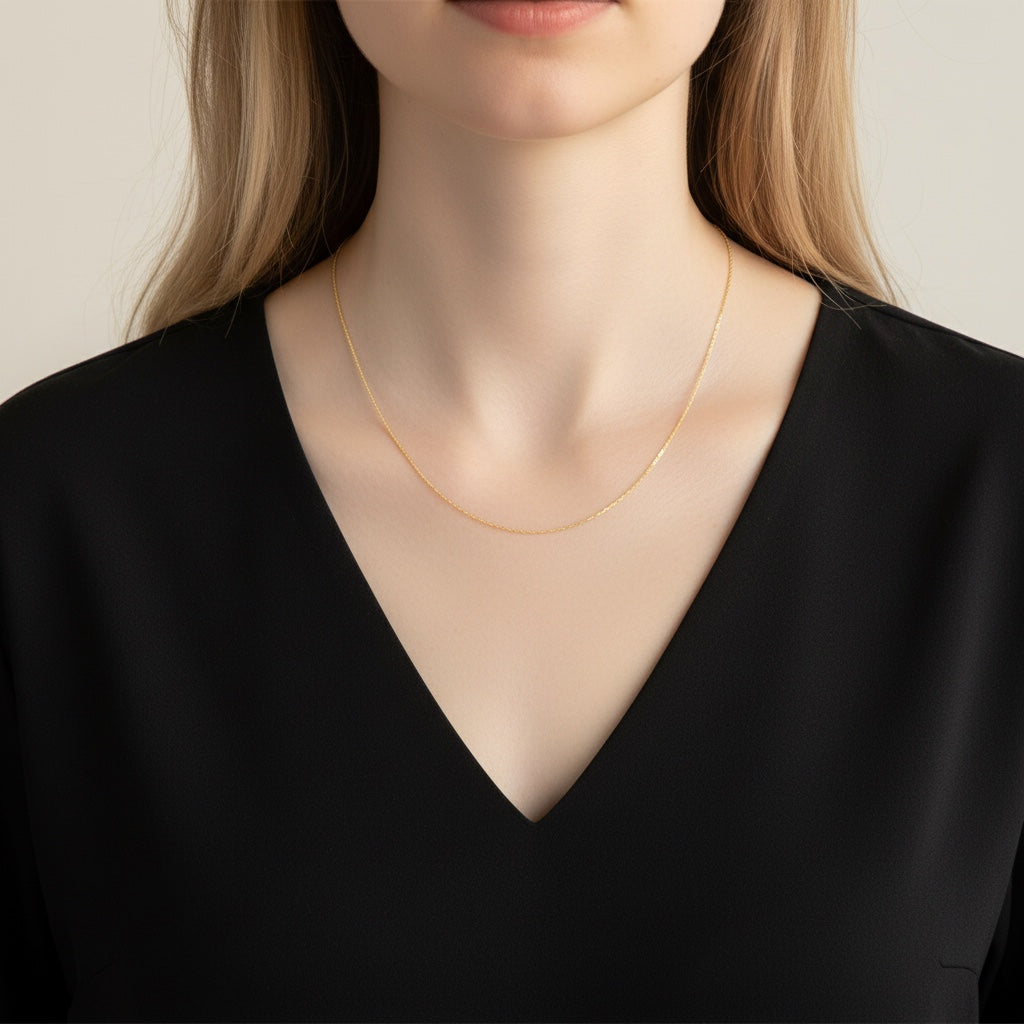 Classic Unisex 1 mm. Halskæde - Guldbelagt & Vandfast