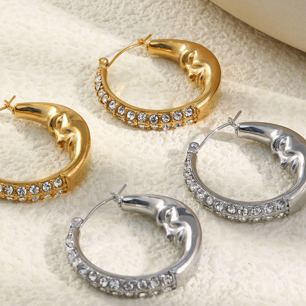 Luna Luxe Creoler-Guldbelagt, Zirconia sten & Vandfast