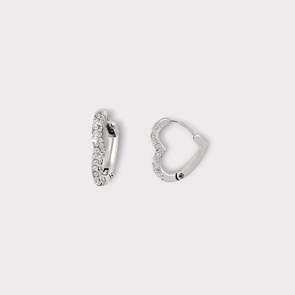 Hjerte Creoler 15 mm-Guldbelagt, Zirconia sten & Vandfast