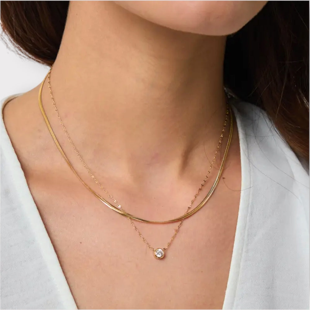 Layered Glow Halskæde- Guldbelagt & Vandfast
