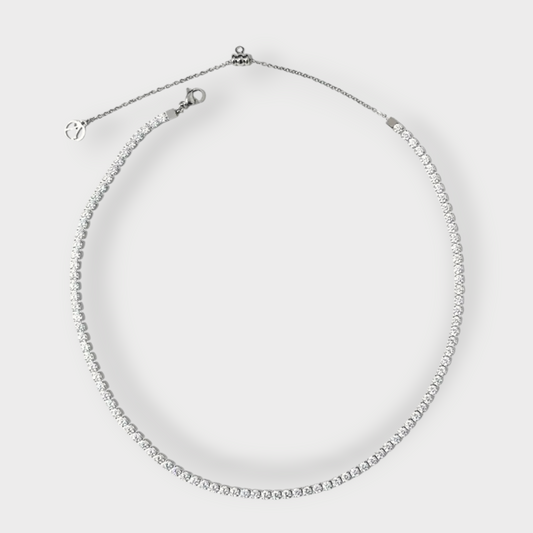 Amelia Tennis 3 mm. Halskæde - Guldbelagt, zirconia sten & Vandfast