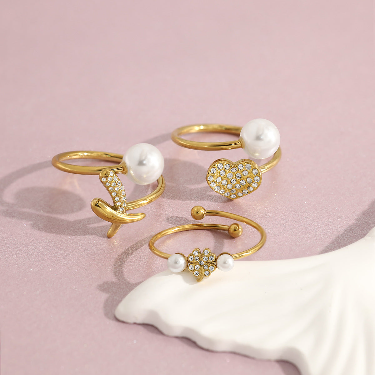 Ocean Pearl Ring-Guldbelagt, Vandfast & Justerbar