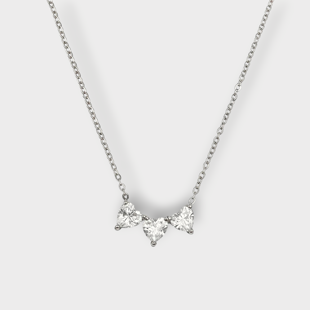 Krystal Love Trio Halskæde - Guldbelagt, Vandfast & Zirconia sten