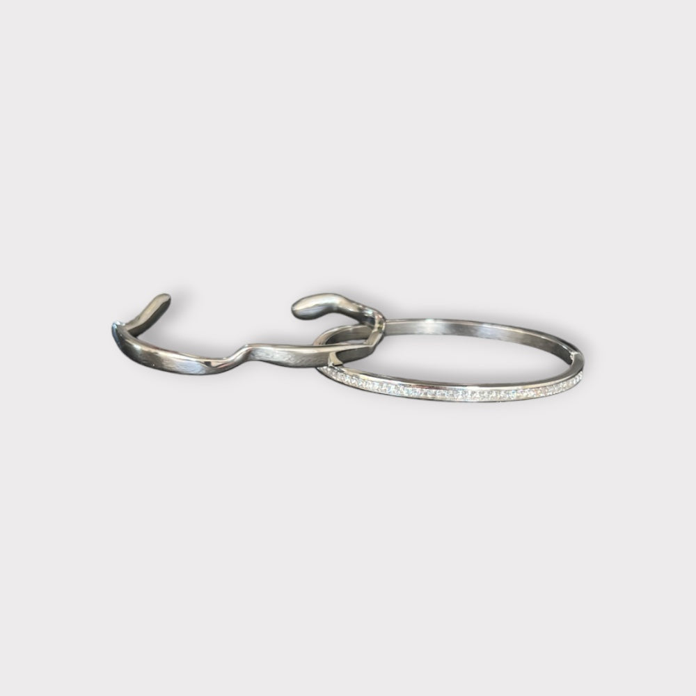 Crystal Bangle Armbånd & Flow Armring - Sølv