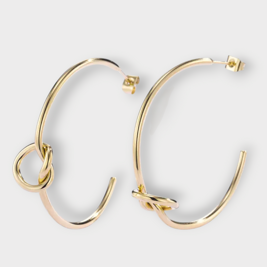 Simple Knot Hoops Øreringe - Guldbelagt & Vandfast
