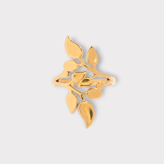 Blad Ring-Guldbelagt, Vandfast & Justerbar