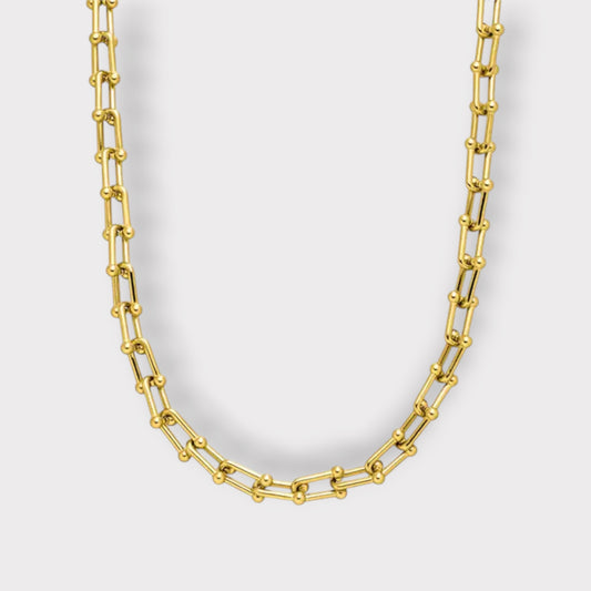 Buckle Halskæde 7mm. - Guldbelagt & Vandfast