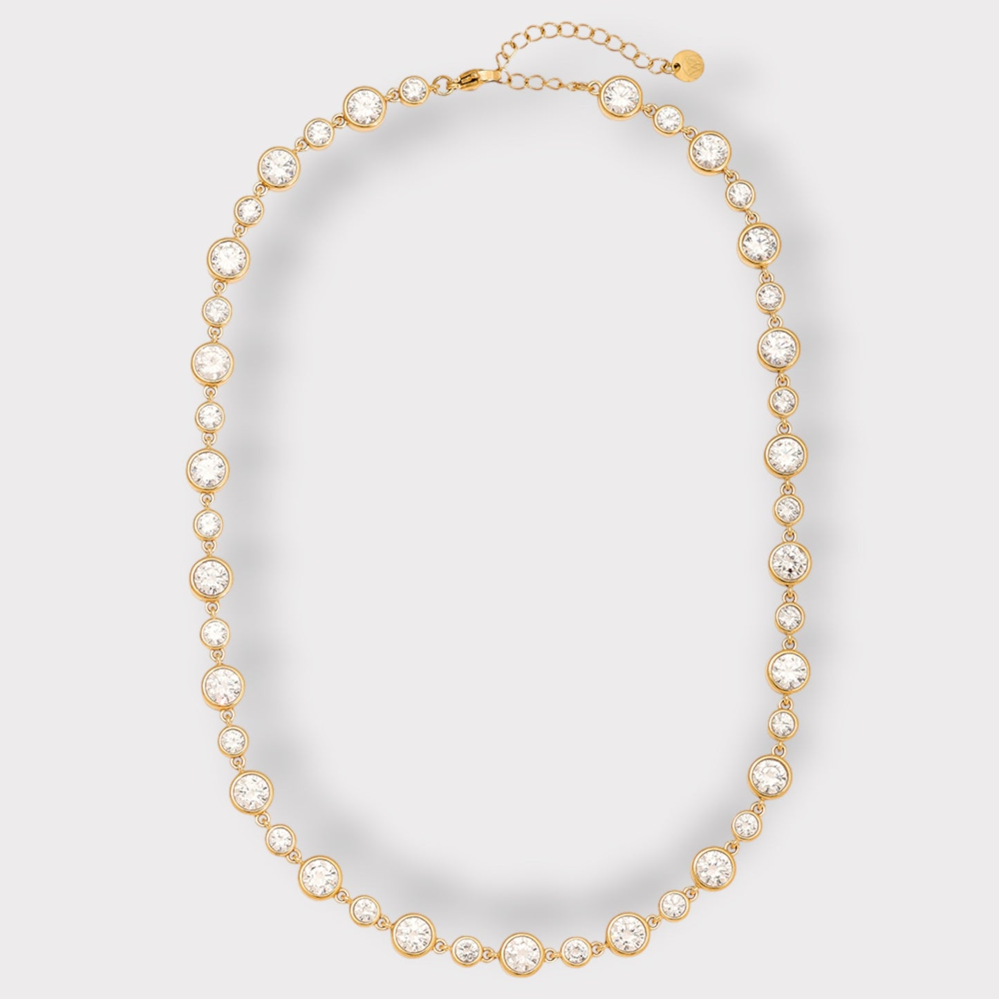 Harper Bezel Tennis Halskæde - Guldbelagt, Zirkonia sten & Vandfast