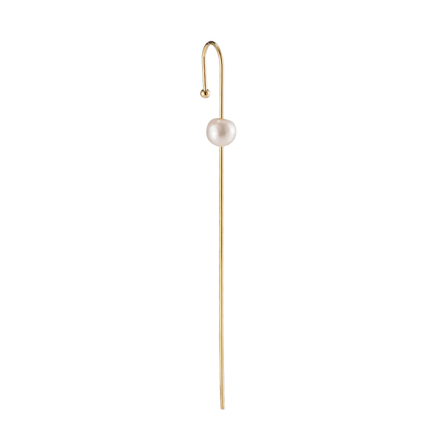 Single Pearl Ørering - Guld