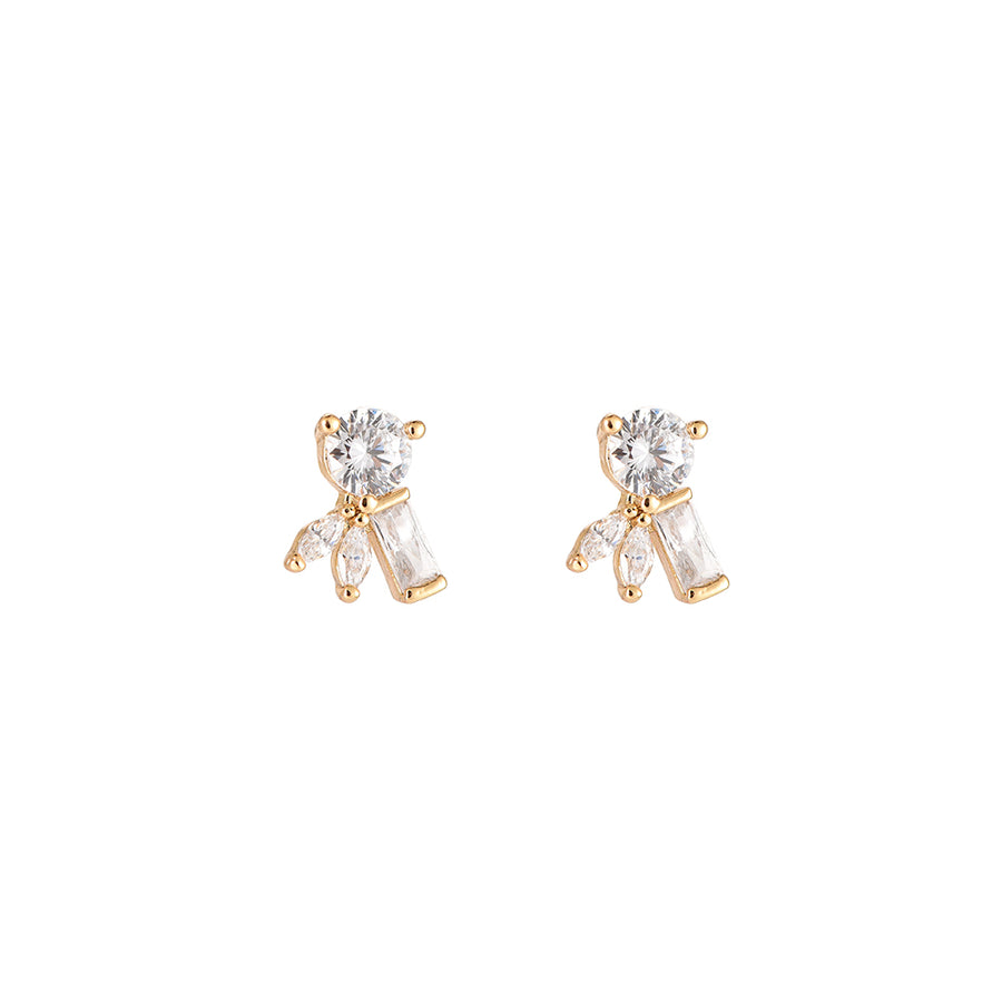 Tropical Bloom Studs Ørestikker - Guld m. klar sten