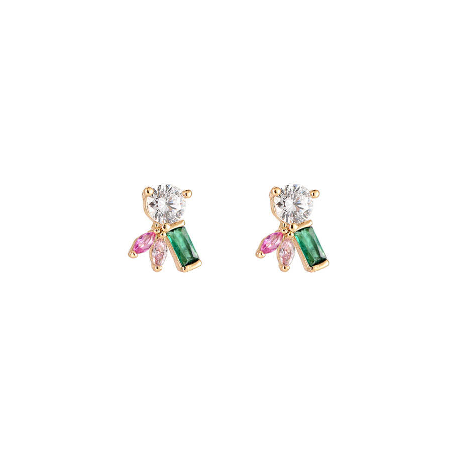 Tropical Bloom Studs Ørestikker - Guld m. multicolor