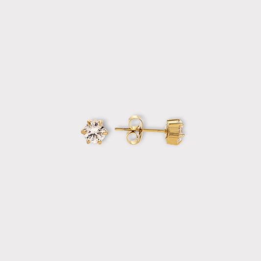 Ophelia Studs Ørestikker 4 mm. - Guldbelagt, Vandfast & Zirconia sten