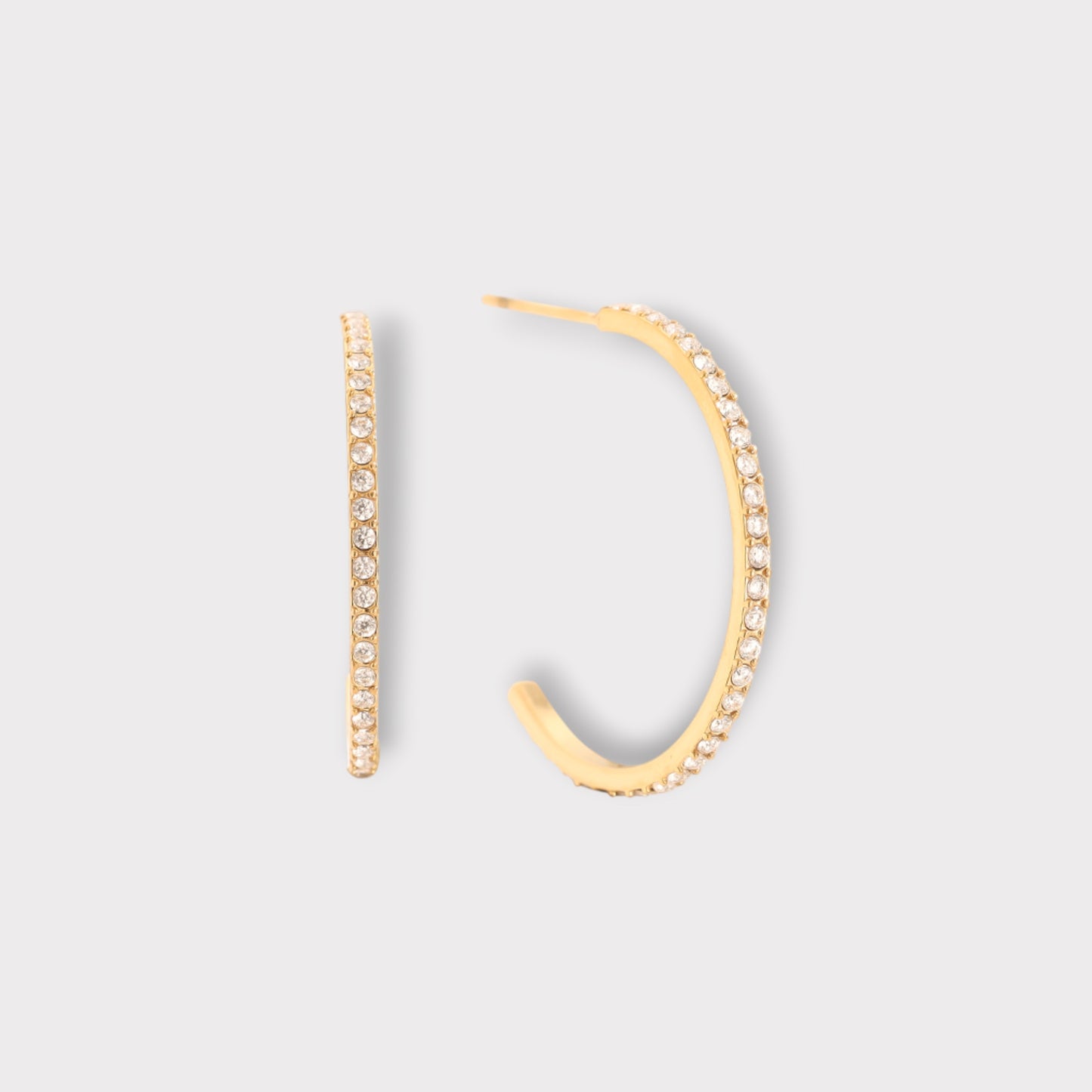 Krystal Hoops 20mm. - Guldbelagt, Zirkonia sten & Vandfast