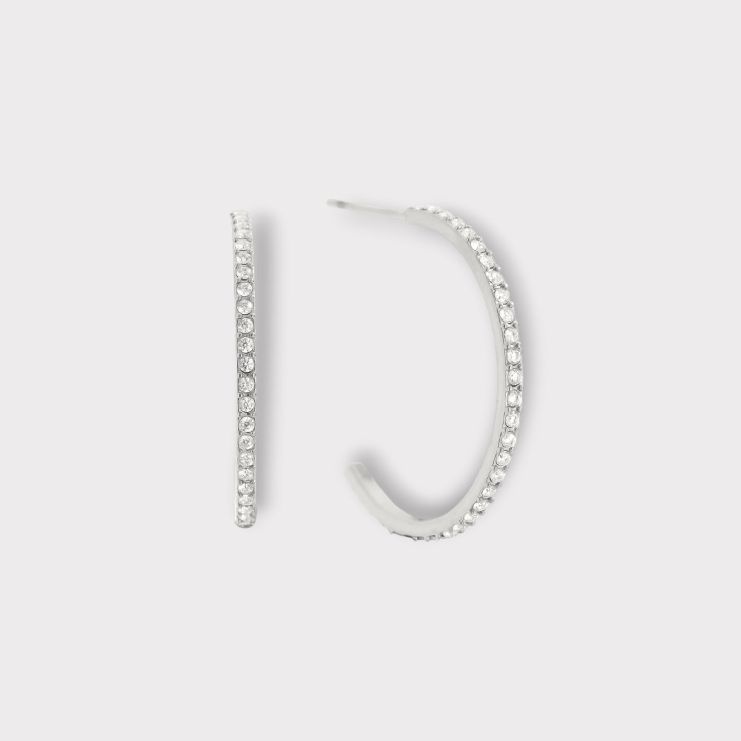 Krystal Hoops 20mm. - Guldbelagt, Zirkonia sten & Vandfast