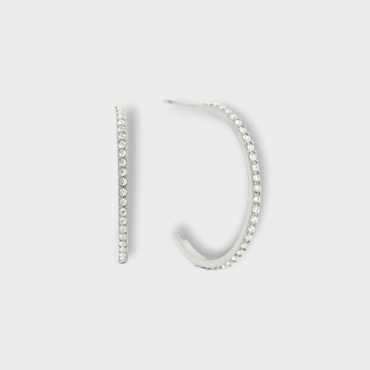 Krystal Hoops 20mm. - Guldbelagt, Zirkonia sten & Vandfast