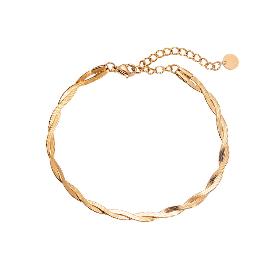 Twisted Flat Snake Armbånd - Guld