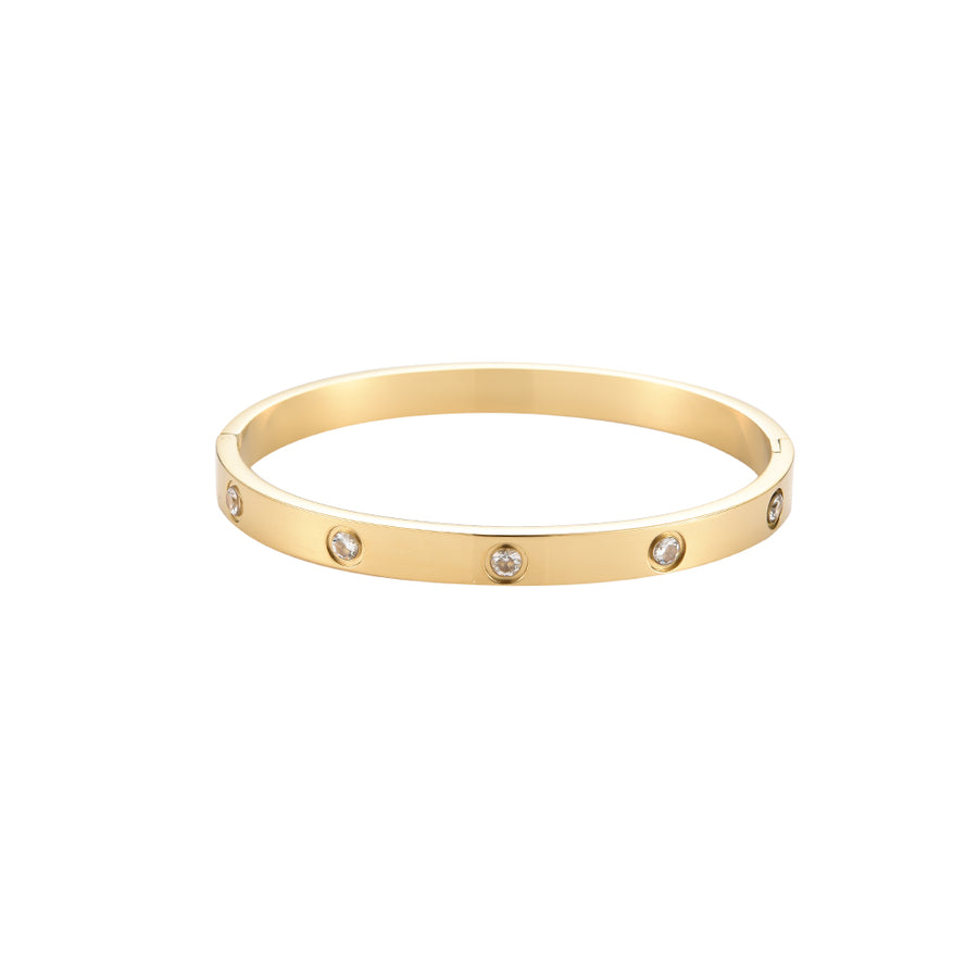 Simple Diamond Bangle Armbånd - Guld