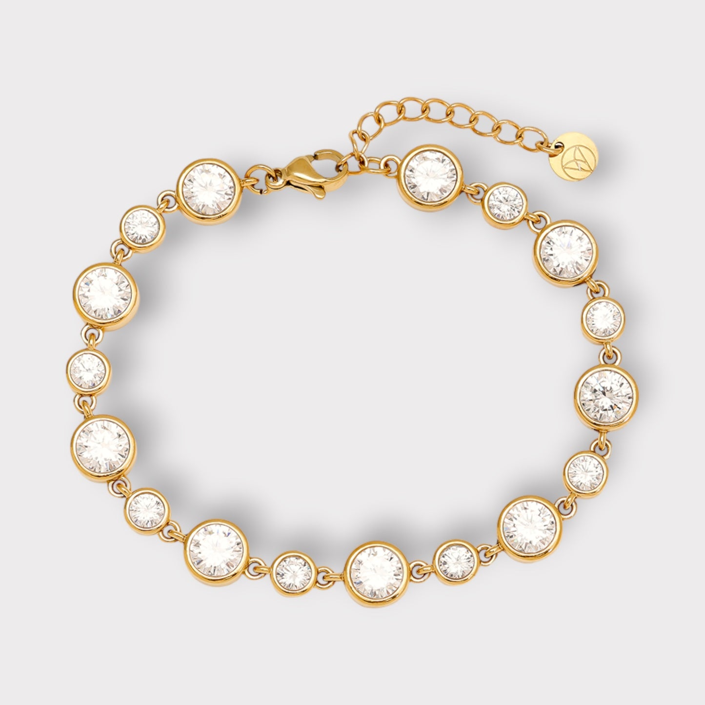 Harper Bezel Tennis Armbånd - Guldbelagt, Zirkonias sten & Vandfast