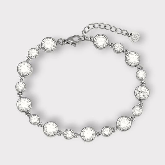 Harper Bezel Tennis Armbånd - Guldbelagt, Zirkonias sten & Vandfast