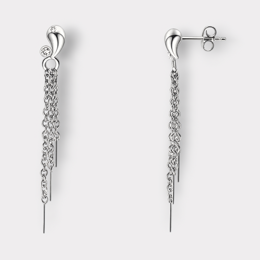 Mina Ørestikker med Kæde-Guldbelagt, Zirconia & Vandfast