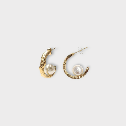 Banket Pearl Hoops Øreringe - Guldbelagt & Vandfast