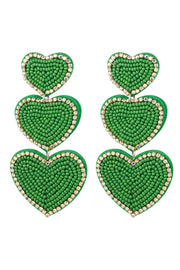 Beaded Heart Øreringe - Grøn