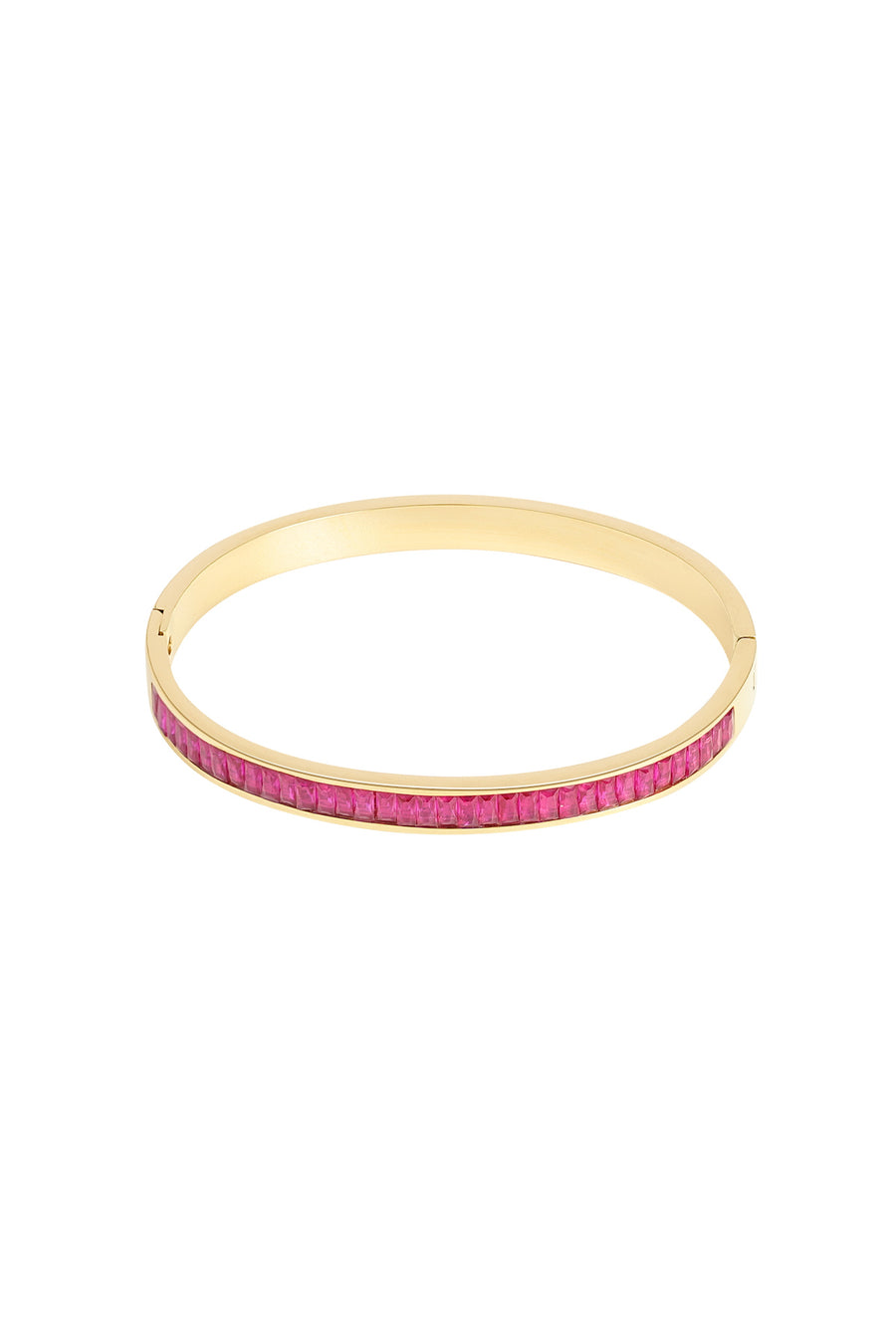 Romance Bangle Armbånd - Guld m. Pink sten