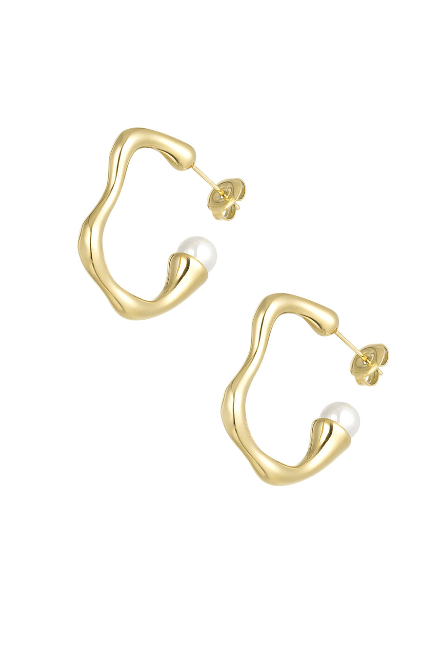 Vickie Golden Hoops m. Perle - Guld