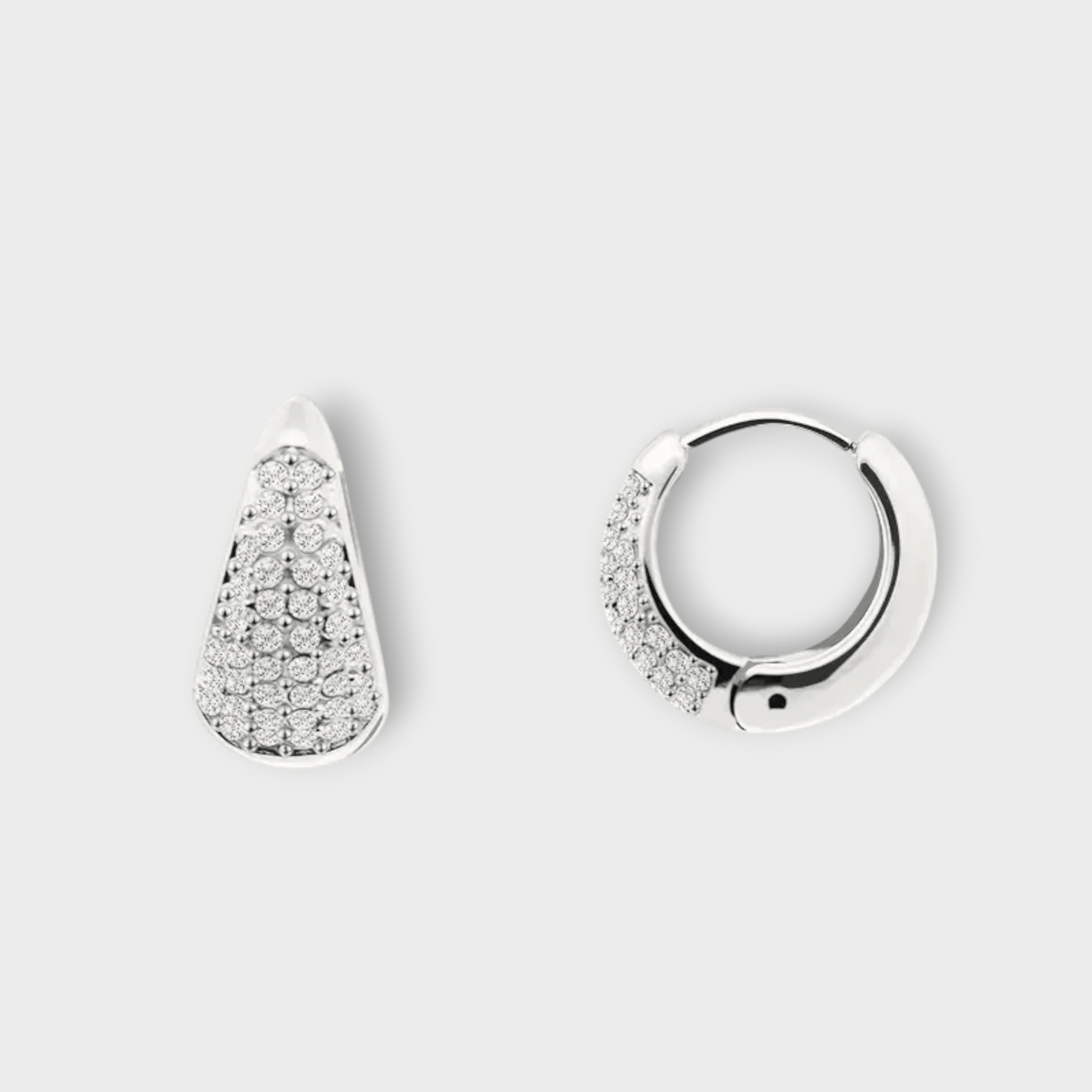 Sparkly Tear Drop Creol 15mm. - Guldbelagt m. ziconia sten