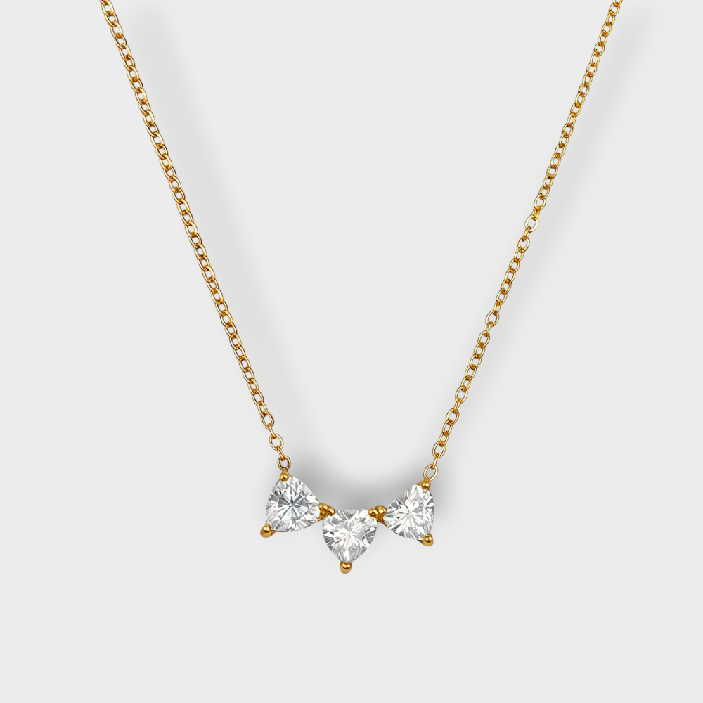 Krystal Love Trio Halskæde - Guldbelagt, Vandfast & Zirconia sten