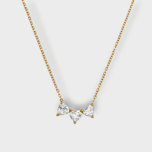 Krystal Love Trio Halskæde - Guldbelagt, Vandfast & Zirconia sten