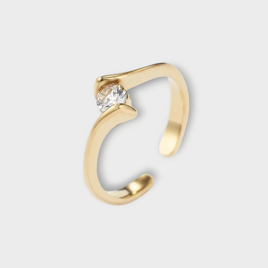 Ophelia Solitaire Zirconia Ring - Guldbelagt, Vandfast & Justerbar