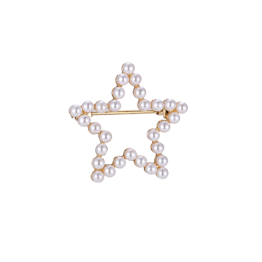 Star Broche m. Perler - Guld