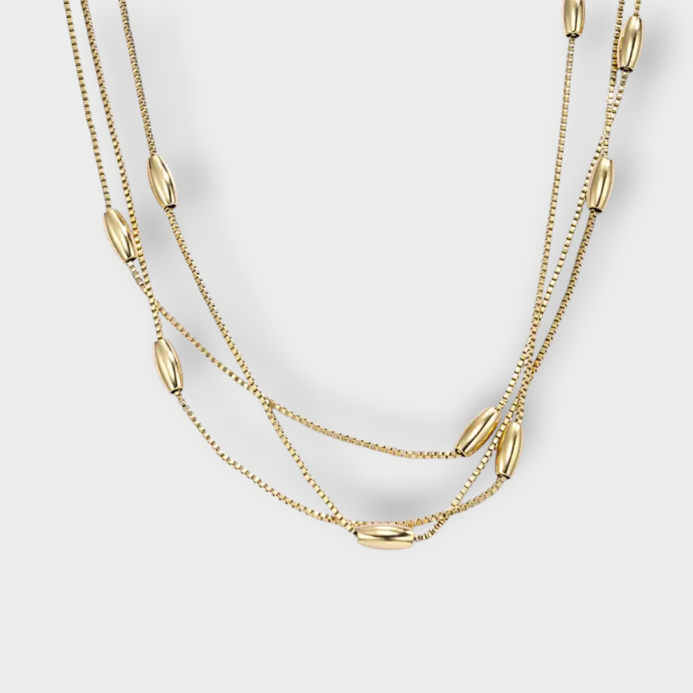 Multi Chain Bead Halskæde - Guldbelagt & Vandfast
